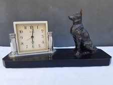 BLESSING Ancien Réveil décor Chien en Régule - West Germany - 25x7,5xH13cm