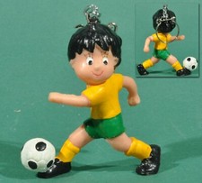 Porte-clés joueur de foot avec maillot jaune, années 1960-70, 6 cm de haut