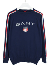 Gant Pull Homme Grand Col Roulé Tricoté Logo Bleu Foncé