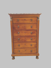 chiffonnier époque empire en acajou dessus marbre pieds griffes  . XIX siècle .