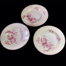 Rare 6 Assiettes Creuse  24 Cm  Modèle Fontanges rouge Sarreguemines Lot 1