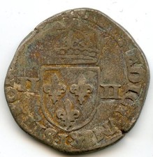 Henri III (1574-1589) Quart écu 1587 L Bayonne