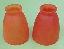 2 abat-jour tulipe en pâte de verre orange 