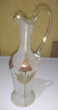 ANCIENNE BELLE CARAFE A LIQUEUR ou AUTRES EN VERRE DEPOLI 1930-1950 des fleurs