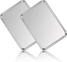 Stainless Steel Baking Sheet Set of 2,  Cookie Sheet Metal Baking Pan Oven Tray,