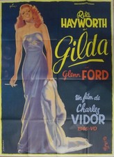 GILDA - RITA HAYWORTH - SEXY / SMOKE / DRESS - REISSUE LARGE FRENCH MOVIE POSTER