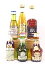 4 cl alcools divers lot de 6 mignonettes rhum ricard benedictine années 70