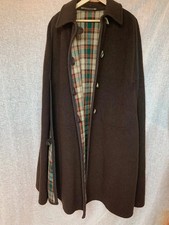 CAPE en LAINE - Marron - Intérieur motif tartan - Vintage années 70