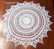 NAPPERON  CROCHET d'ART SYLVETTE RAISONNIER ARTISANAT FRANCAIS blanc 47cm *