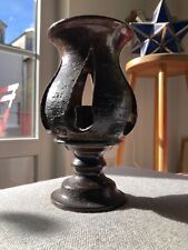 JEAN MARAIS Bougeoir en céramique émail noir lustré / Vallauris / Signé  H 22 cm