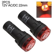 2 Pcs 12V AC/DC 22mm ROUGE LED