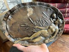 Grand Plateau Bronze Art Nouveau Femme & Enfant Vide Poche Erotique Vers 1900