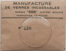 ROBUR verre incassables de montre. bombé  biseau Ø 42 mm.