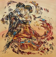 Tango danse PEINTURE TOILE TABLEAU ORIGINAL Neuf V.Linard