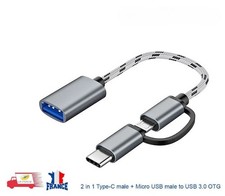 2 en 1 Type-C mâle + Micro