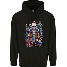 Un Sweat À Capuche Pour Homme Cool De Noël Raton Laveur 80% Coton