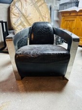 fauteuil art deco en cuir et métal de type MARS. 700/750/840