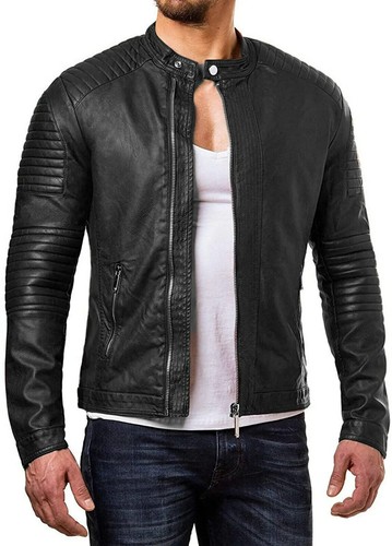 Homme cuir noir - veste, 100%