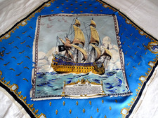 Vintage , foulard soie " Les corsaires du Roy " vaisseau , Le Vengeur  ,pirates