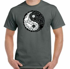 T-Shirt Chat Yin Yang Homme Drôle Félin Chaton Propriétaire Amoureux Des Chats