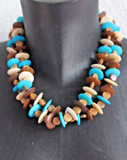 COLLIER BOIS , DOUBLE RANG ; env.50 cm , fermoir renforçé ;NEUF,JAMAIS PORTE/3