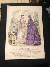 gravure couleur , modes de paris, journal des demoiselles