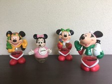 4 Figurines Vintages publicitaires Mickey–Distributeurs + Tire lire–19 cm–Noël