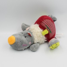 Doudou loup gris rouge Nicolas