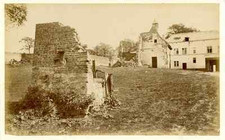 Belgique, Ruines des Maisons  Vintage albumen print.  Tirage albuminé  11x16