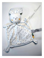 Doudou plat carré lapin blanc - doudou,