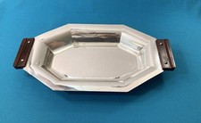 Panière corbeille à pain CHRISTOFLE ALFENIDE métal argenté & palissandre