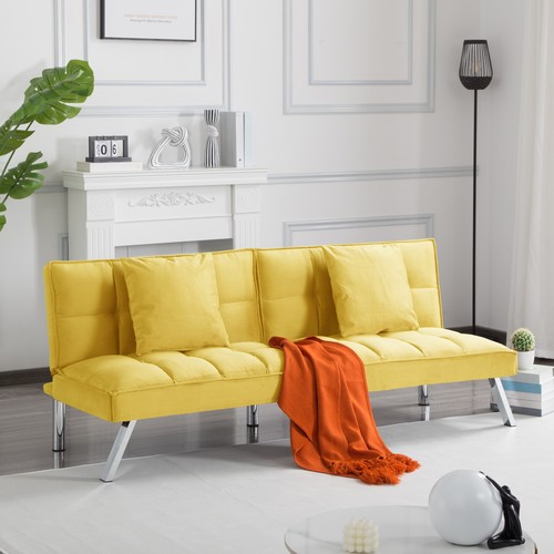 Tufted velvet futon sofa bed - tufted,