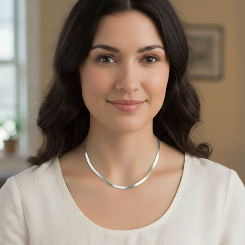 Collier argent 925 rhodié ras - 925,