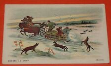 GRAND CHROMO BON-POINT ECOLE 1900-1914 CHASSE AU LOUP EN RUSSIE ROSSIJA SIBERIE