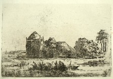 PAYSAGE DE FERME Gravure