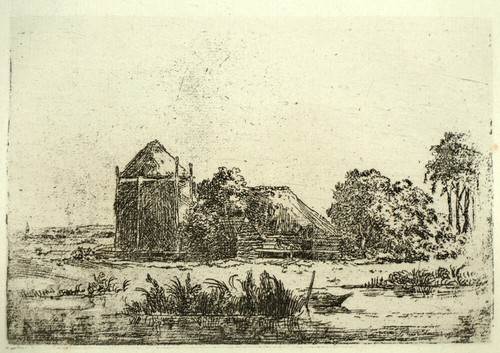 Paysage ferme gravure - de,
