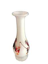 Vase tuliper soliflore en verre  blanc  moderne  pâte de verre design artisanat