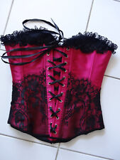 Guêpière rose fuchsia noir Dentelle et Armature Taille M Vintage