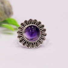 925 Argent Sterling Améthyste Gemmes Naturelles Handmade 100% Véritable Bague
