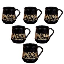 Ensemble de 6 tasses à thé avec tasse à café en céramique dorée Art Mug Set d...