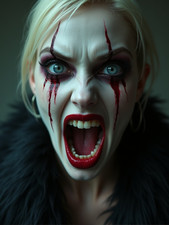 Photo 15×20 – Portrait horrifique femme cri – maquillage sanglant gothique