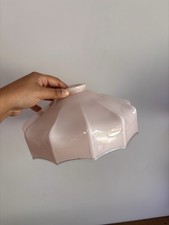 Ancien Abat Jour En Opaline Rose Pâle Juponné - Art Déco - Vintage 50´s