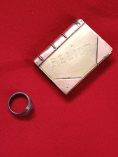 lot artisanat tranchée briquet gravé en forme livre et bague de poilu 14 18