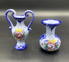 Paire de vases miniature Alcobaca Portugal peint à la main Vestal
