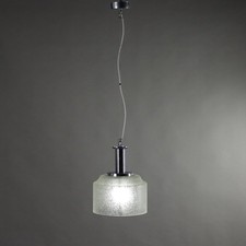 Lampe à Suspension Vintage Métal Chromé Verre Années 1970 Originale