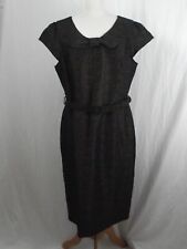 Robe neuve doublée noir et mordoré, manches courtes et Col rond "Laura Ashley"