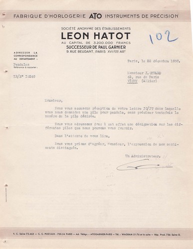 Paris horloger hatot 1950 - paris,