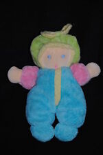 ?Doudou Poupée AJENA NOUNOURS Bleu Turquoise Rose Vert Fille Peluche 22 Cm TTBE