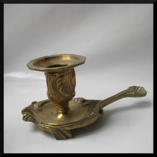 XIXè BOUGEOIR A MAIN EN BRONZE ROCAILLE NAPOLEON III 19è GILD BRONZE CANDLE 19C