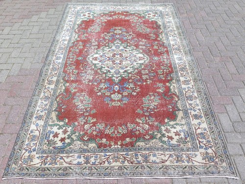 Tapis vintage fait - , main,